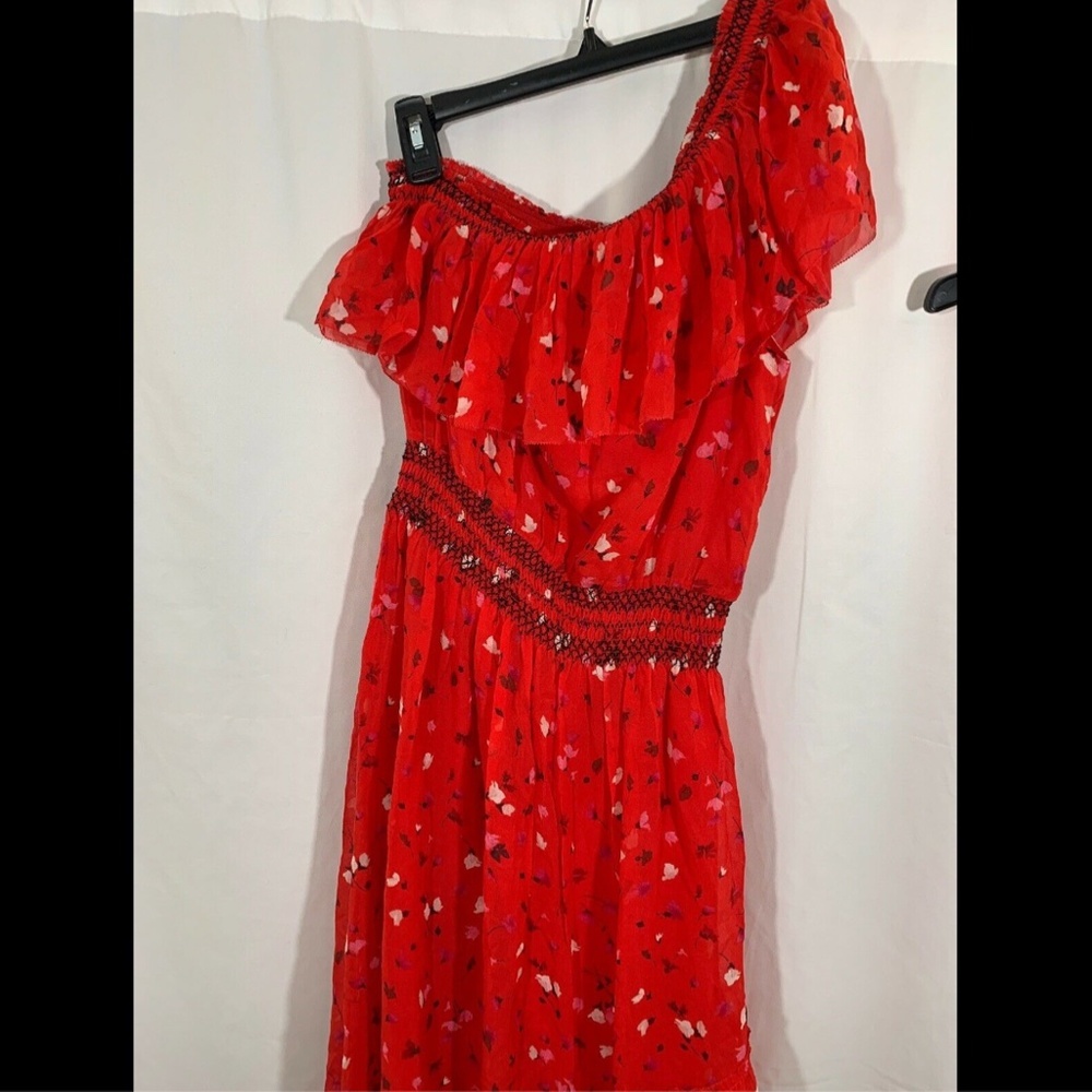 NWT $398 Joie Hafsa One Shoulder Silk Dress in Matador‎ Red [SZ Small ] - Picture 5 of 8